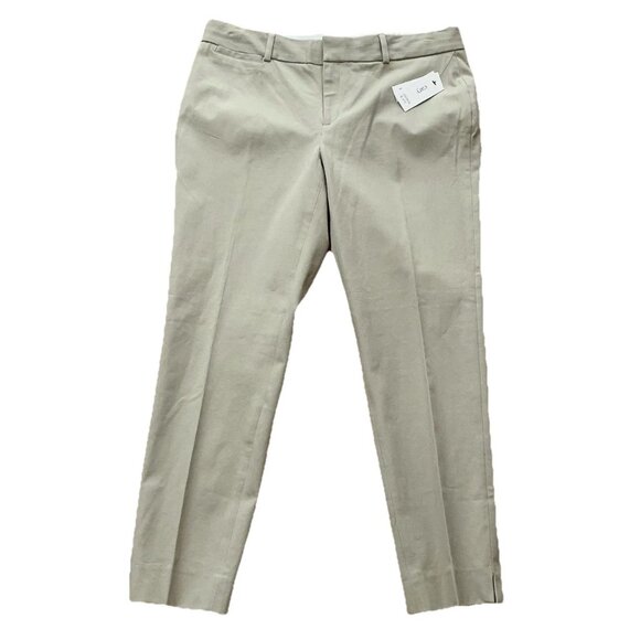 Crown & Ivy Petite Pants Cary Style Straight Ankle Stretch Khaki Size 12P NWT - Picture 1 of 9